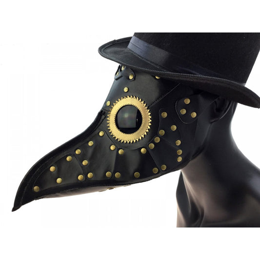 Black/Gold Leather Plague Mask