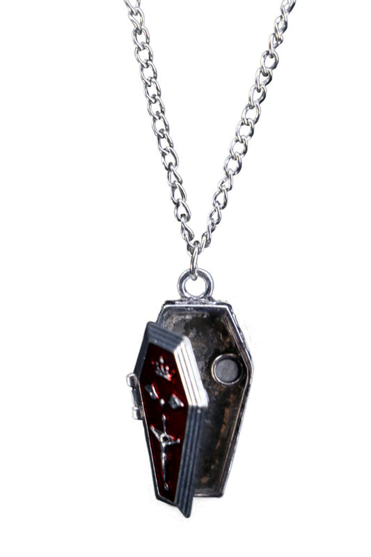 Silver Coffin Casket Necklace