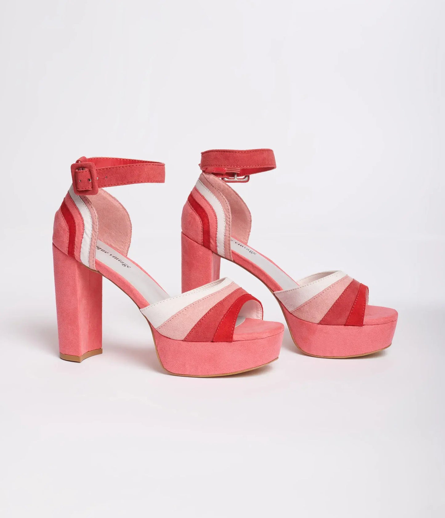 Pink Suede Peep Toe Platform Heels