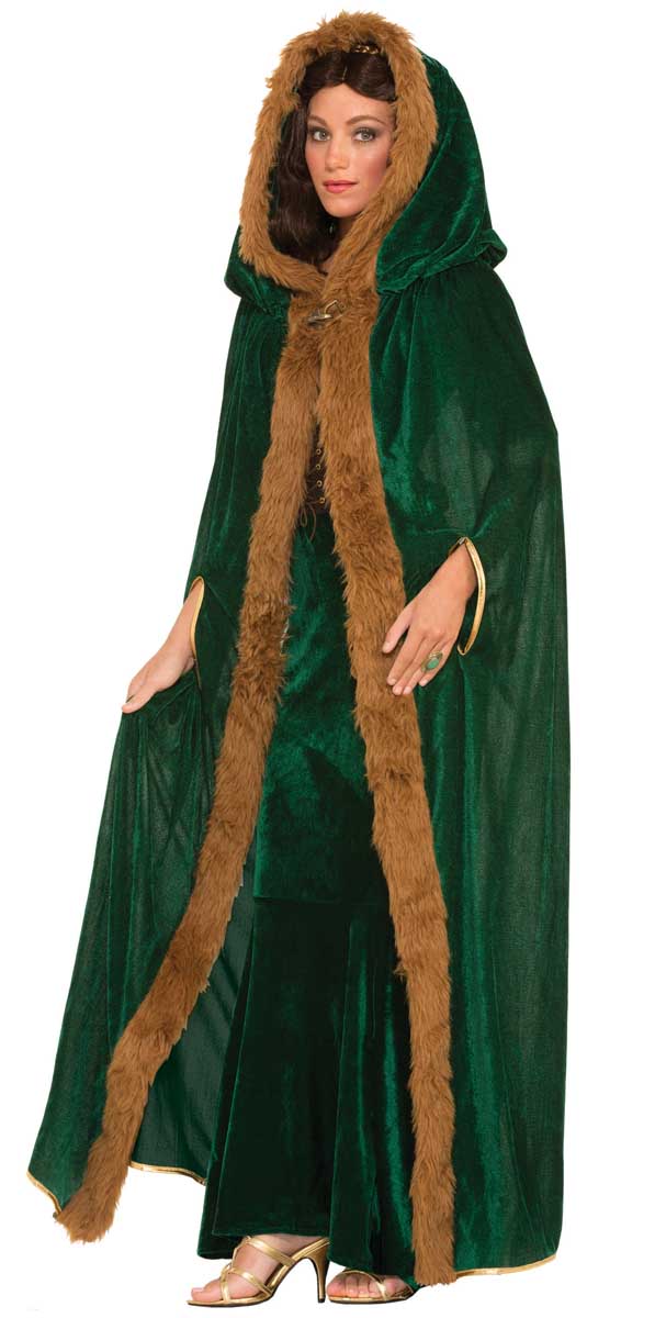 Faux Fur Green Trimmed Cape