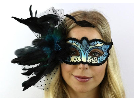 Venetian Sky Blue Half Mask