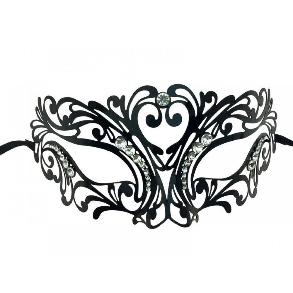 Laser Cut Metal Venetian Mask w/ Diamonds