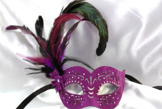 Leather Cut Mask w/ Feather