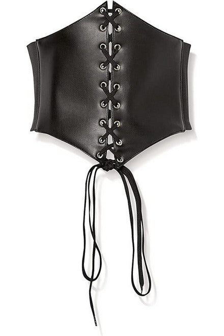 Black Faux Leather Corset Belt Cincher