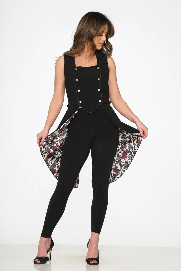 Black with Floral Waist Coat