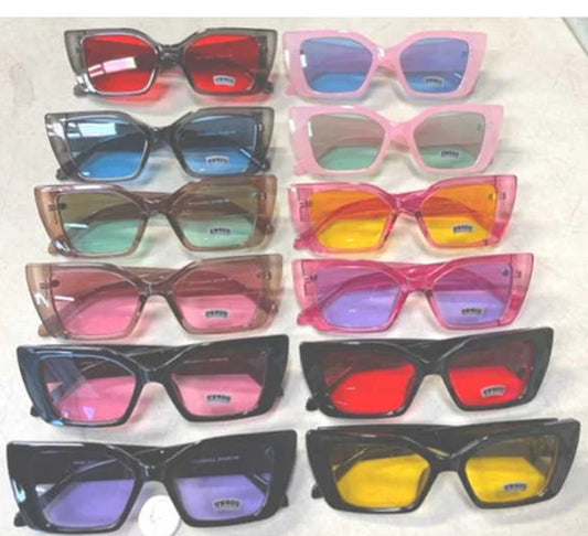 Large Winged Color Pop Sunglasses