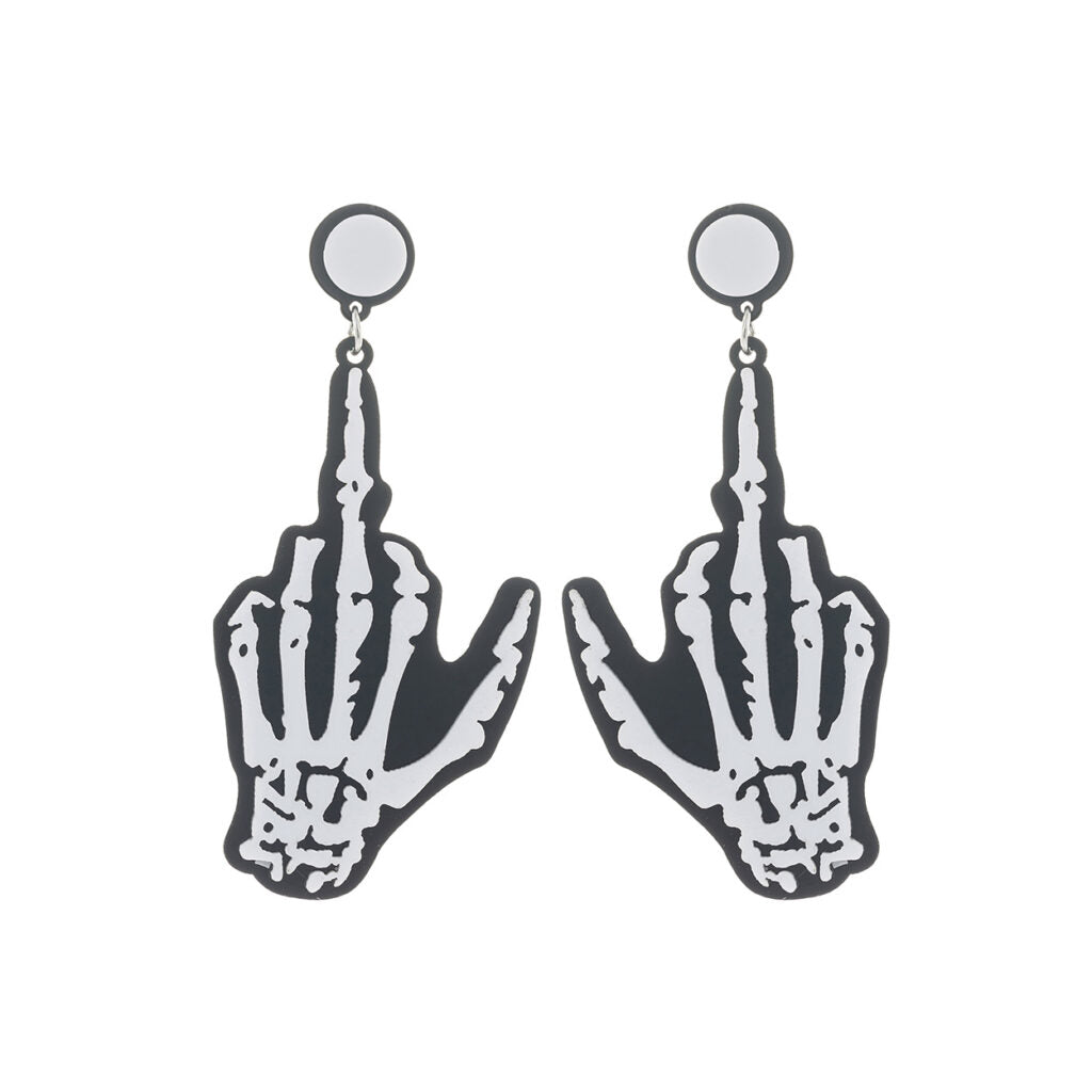 Skeleton Middle Finger Earrings