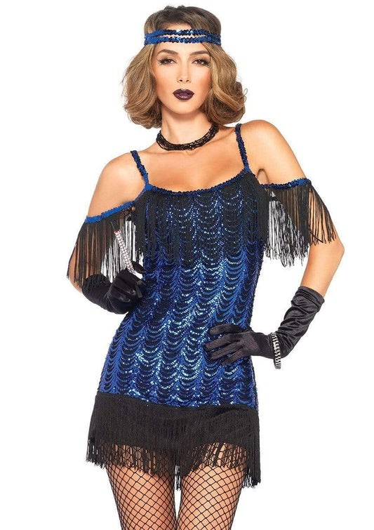 Gatsby Blue Waterfall Flapper Dress