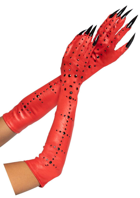 Rhinestone Demon Claw Gloves