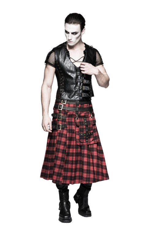 Heavy Metal Pleather Plaid Kilt