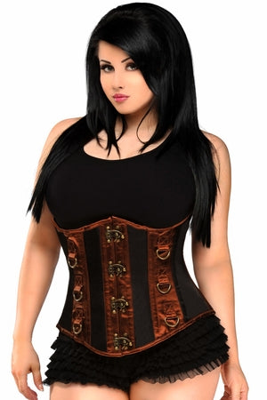 Black & Brown Steel Boned Underbust Corset