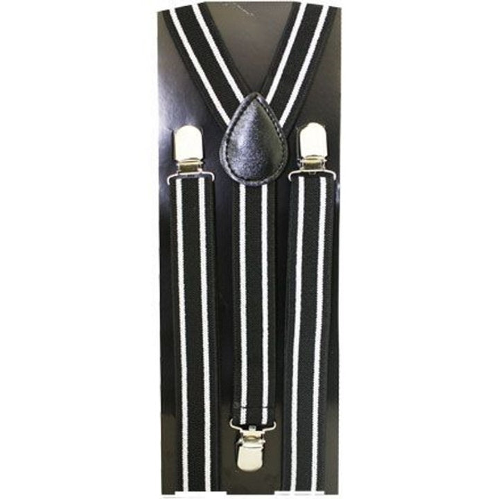 Black & White Stripe Suspenders